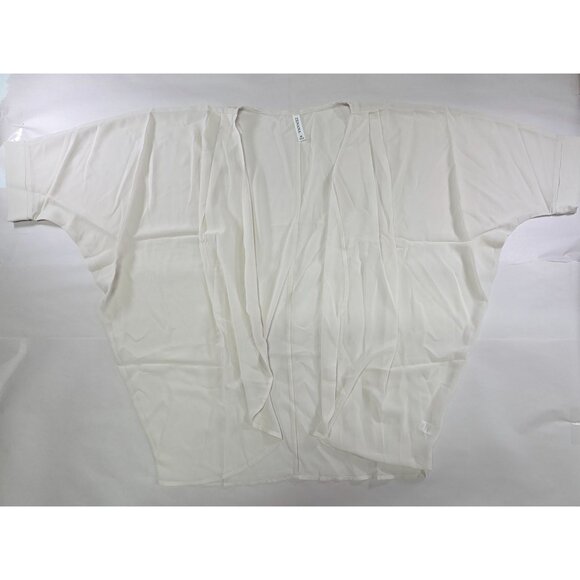 Zenana Pleated Kimono Cardigan Open Front Lightweight Women M Beige Chiffon - Picture 5 of 10